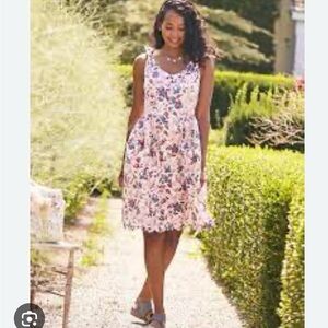 April Cornell Floral Midi Dress - Pink and White